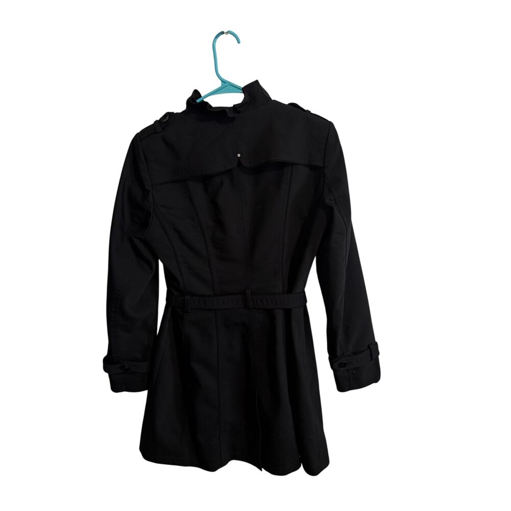 WHITE HOUSE BLACK MARKET BLACK RUFFLED TRENCH COAT MEDIUM - Picture 6 of 9